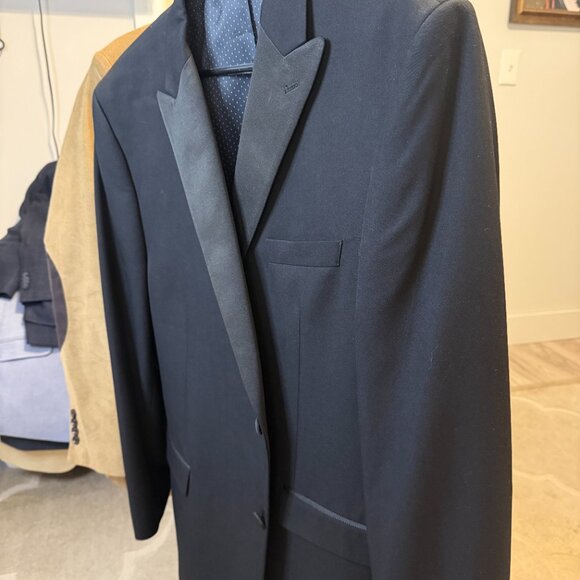 Black Tuxedo Jacket/Suit?Blazer 46 R - Picture 1 of 7